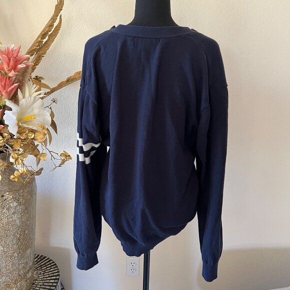 U.S Polo Assn. Embroidered Striped Navy Blue Oversized Cardigan Sweater XL - Picture 3 of 10